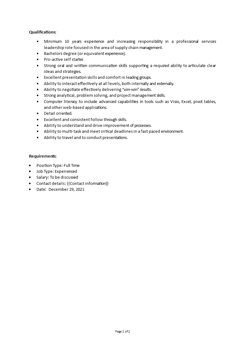 client experience analyst  job description example