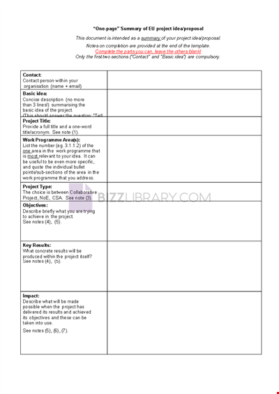 EU Project Proposal Summary