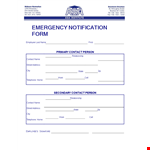 Institute Employee Emergency Notification Form example document template 