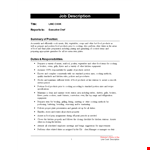 Lead Line Cook Job Description example document template