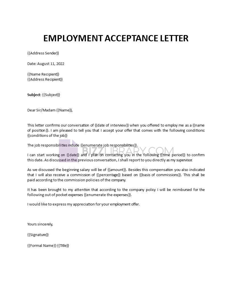 employee acceptance letter