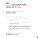 Product Quotation - Get Quotes from Vendors | Compare Prices | Insert Product in Your Quote example document template