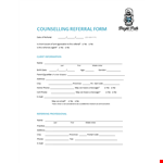 Counselling Referral Form Template example document template