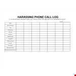 Harassing Phone Call Log Template | PDF | Report to Police | Limestone | Prevent Harassment example document template 