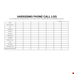 Harassing Phone Call Log Template | PDF | Report to Police | Limestone | Prevent Harassment example document template