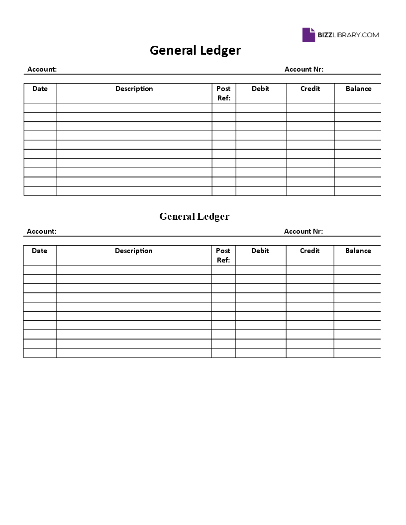 General Ledger Template With Blank Ledger Template