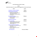 General Operational And Safety Training Agenda Template example document template