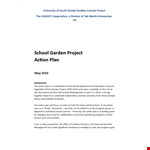 Project Action Plan Template for School Program: State Gardening Garden example document template