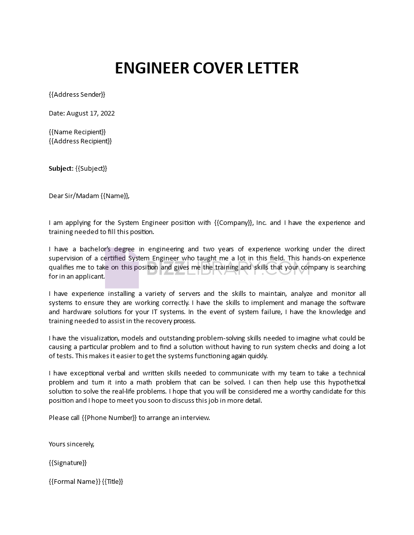 engineering cover letter builder