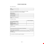 Return to work form example document template