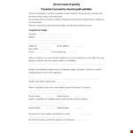 Parental Consent Form Template for Events and Group Activities example document template