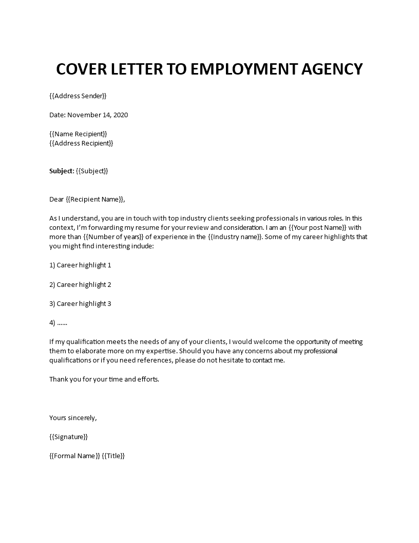 cover letter for job agency