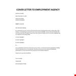 Cover letter to employment agency example document template