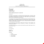 Head Chef Position Cover Letter example document template