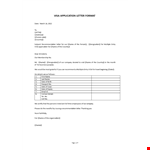 Visa Application Form example document template 