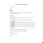 Visa Application Form example document template