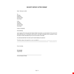 Security Deposit Letter Format example document template