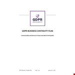Business Continuity Plan example document template