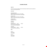 Academic Resume example document template