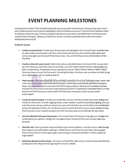 Event Planning Milestones