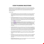 Event Planning Milestones example document template