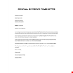 Personal Reference Cover letter example document template