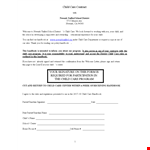 Daycare Contract for School-Age Child | Parent-Friendly Agreement example document template