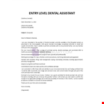 Dental Assistant cover letter entry level example document template