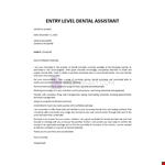 Dental Assistant cover letter entry level example document template 