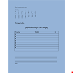 Checklist Template including Monthly Calendar example document template