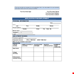 Employment Application Template | Company Name | Address example document template