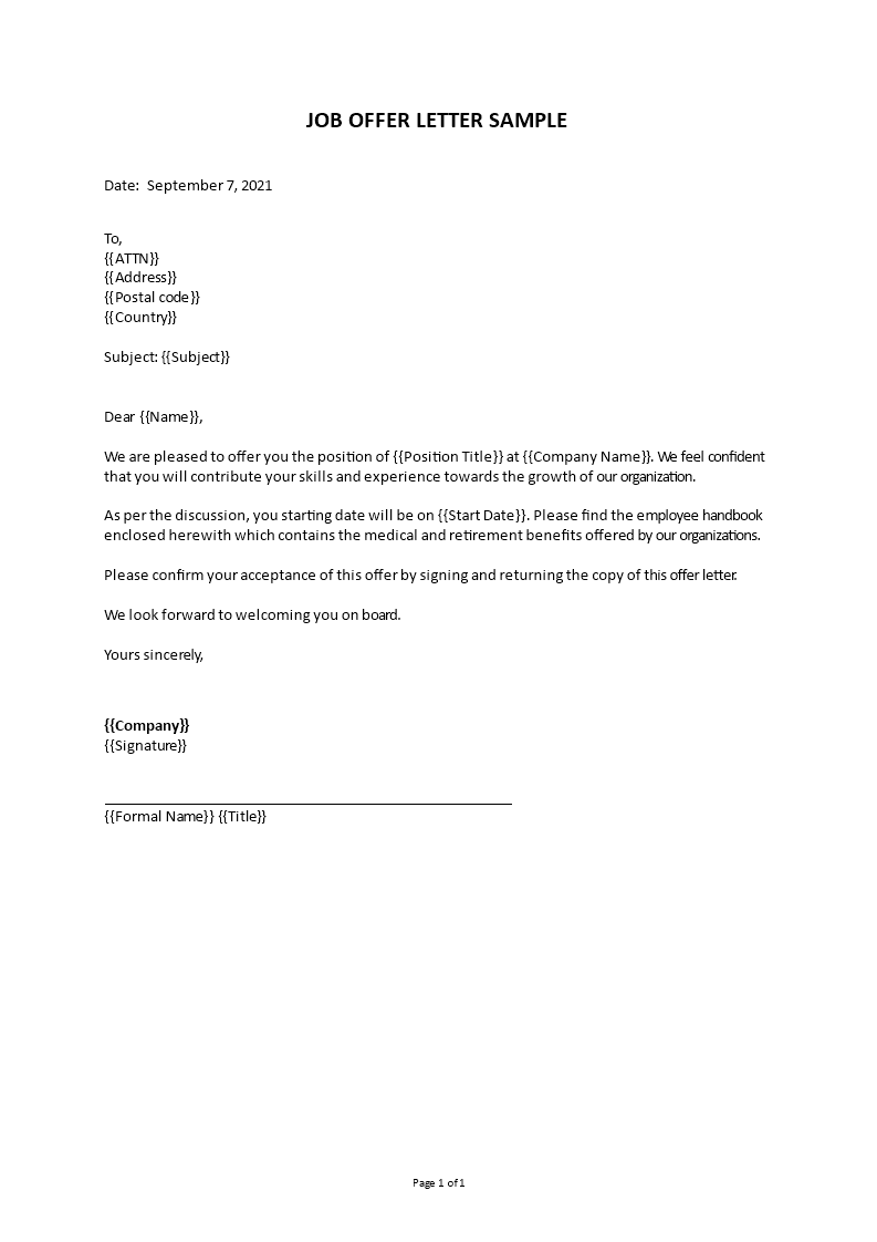 offer letter sample