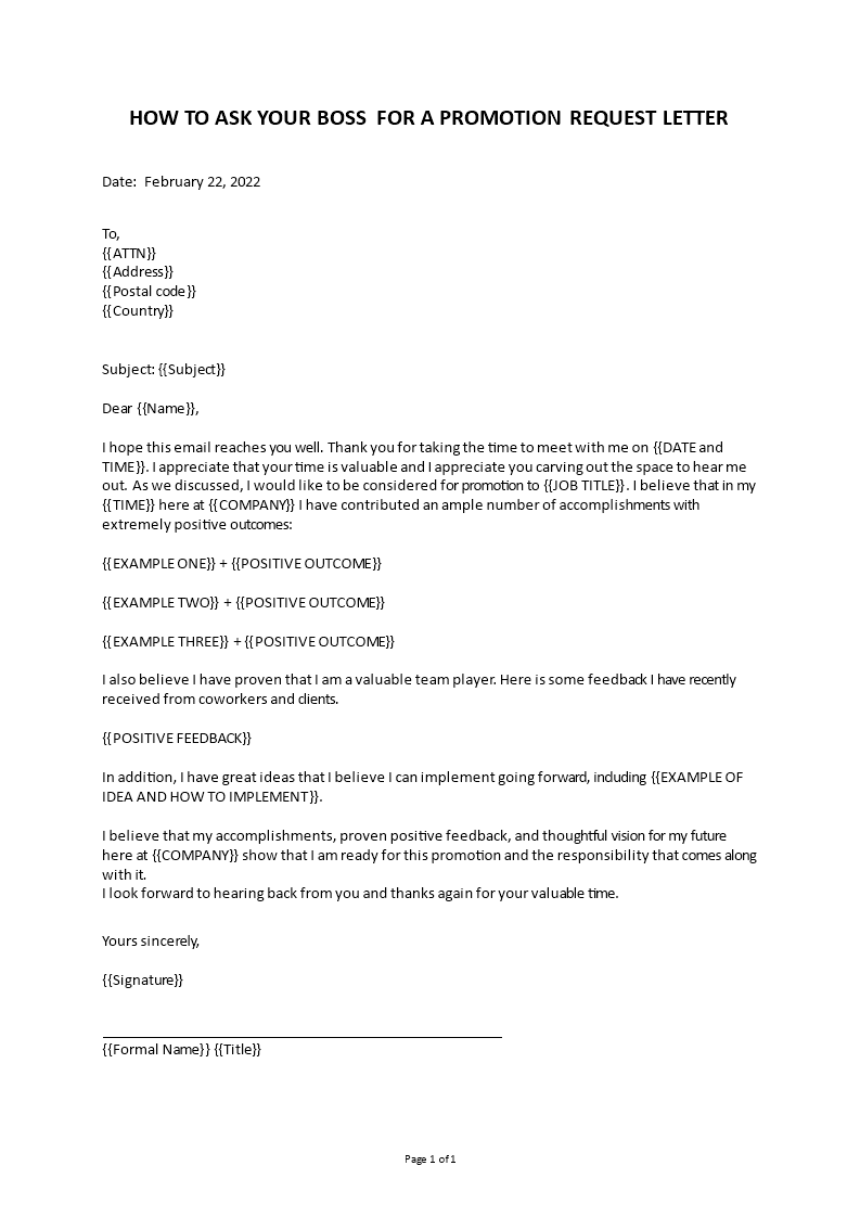 boss promotion request letter