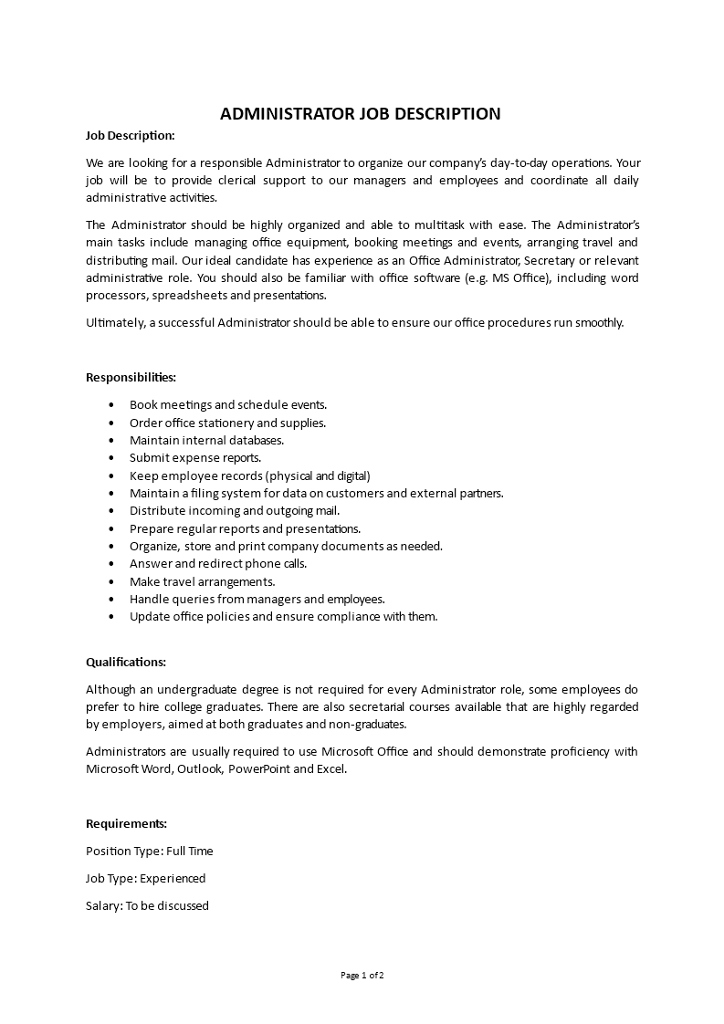 administrator job description Main Image administrator job description