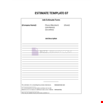 Form For Estimating Jobs example document template
