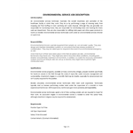 Environmental Services Job Description example document template