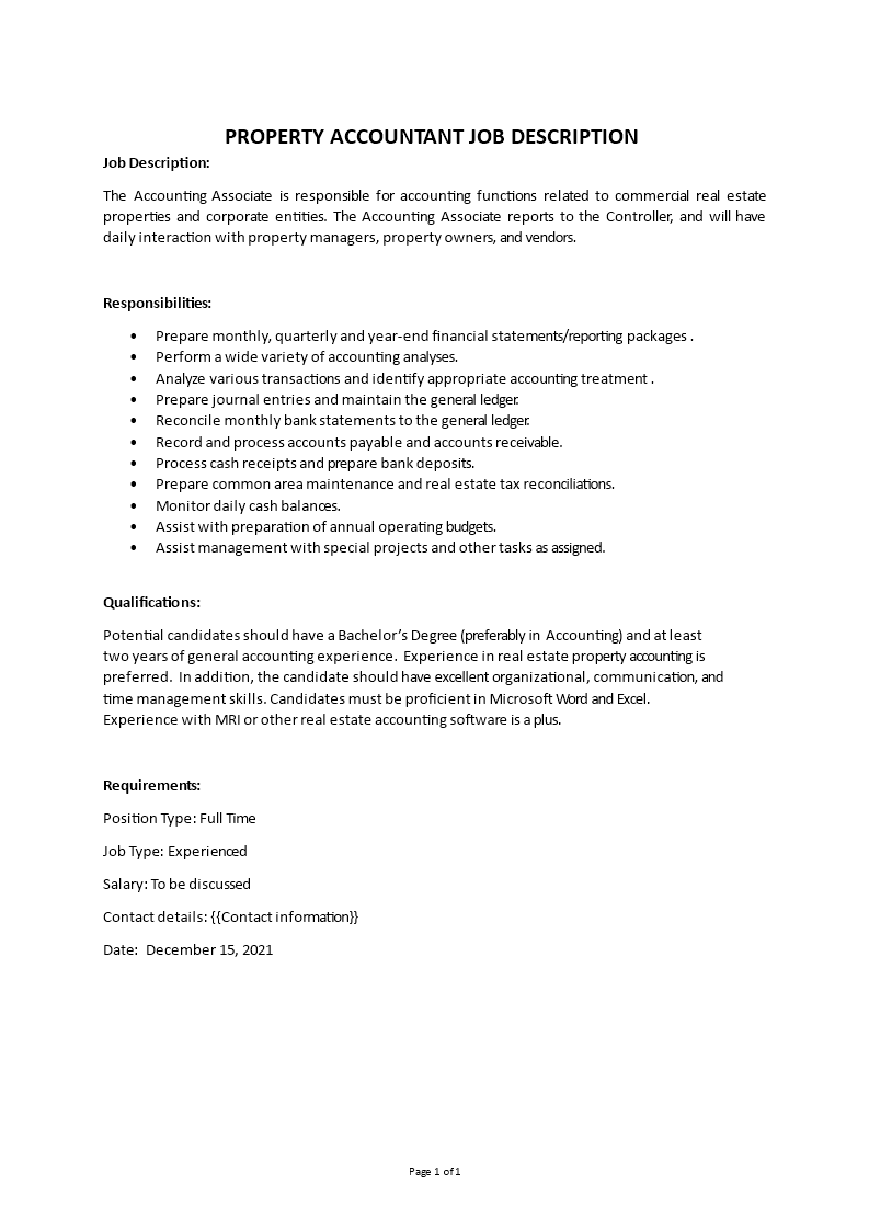 property accountant job description