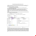 Recurring Payment Credit Card Authorization Form example document template
