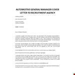Automotive General Manager job application letter example document template