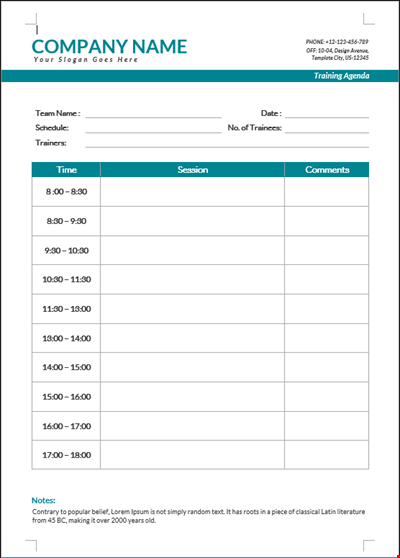 Example Training Agenda: Structured and Engaging Training for Success