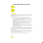 Application Letter for a Teaching job as an English Teacher example document template