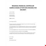 Regional Financial Controller cover letter example document template