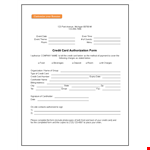 Free Credit Card Authorization Form Template for Secure Transactions example document template