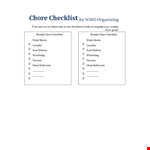 Printable Chore Checklist Template - Weekly Chore Sheets example document template