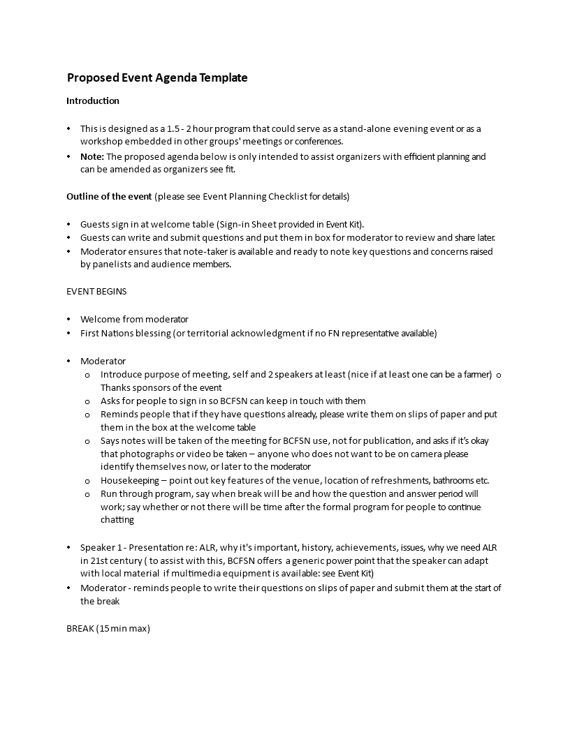 Sample formal event