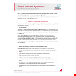 Sample Volunteer Agreement example document template