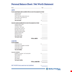 Personal Balance Sheet Format - Total Current Liabilities and Assets: A Comprehensive Overview example document template