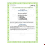 Printable Barrower Certificate Of Achievement Template example document template
