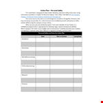 Create a Personal Safety Action Plan to Enhance Your Personal Safety example document template