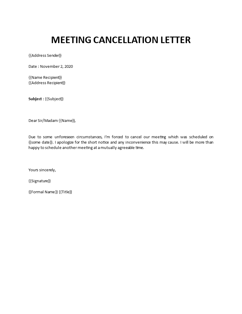 meeting cancellation letter